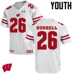 Youth Wisconsin Badgers NCAA #26 Eric Burrell White Authentic Under Armour Stitched College Football Jersey RD31S56BI